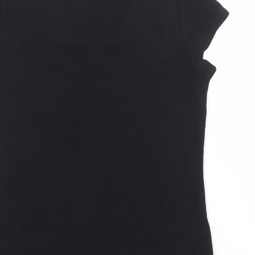 Planet Womens Black Nylon Basic T-Shirt Size M Round Neck