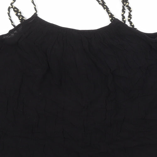 River Island Womens Black Viscose Basic Blouse Size 10 V-Neck - Cold Shoulder
