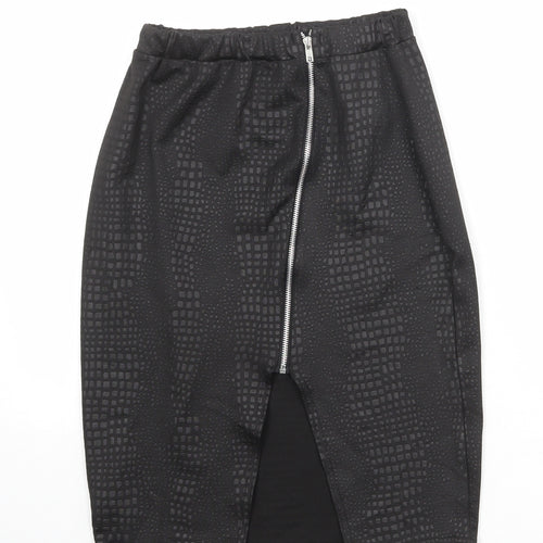 Chique Clothes Womens Black Geometric Polyester Straight & Pencil Skirt Size 10 Zip