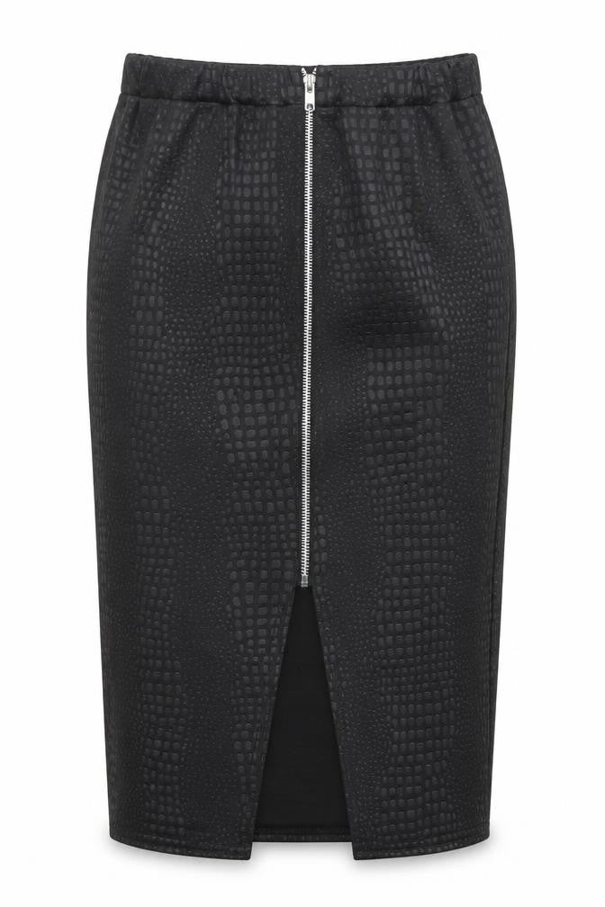 Chique Clothes Womens Black Geometric Polyester Straight & Pencil Skirt Size 10 Zip