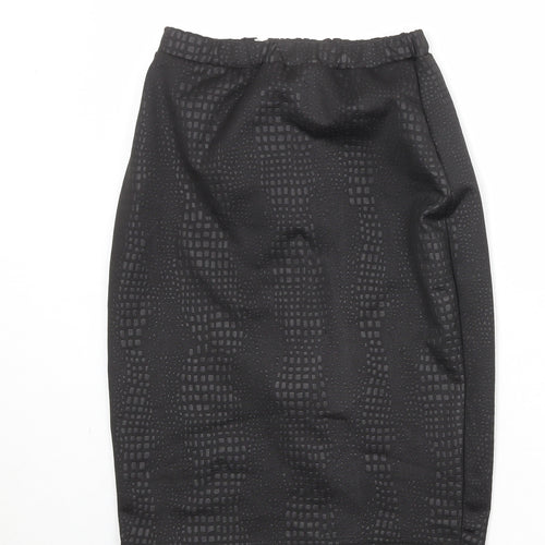 Chique Clothes Womens Black Geometric Polyester Straight & Pencil Skirt Size 10 Zip