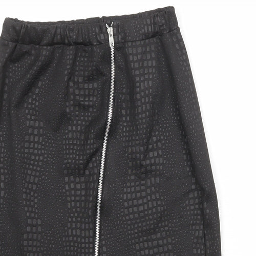 Chique Clothes Womens Black Geometric Polyester Straight & Pencil Skirt Size 10 Zip
