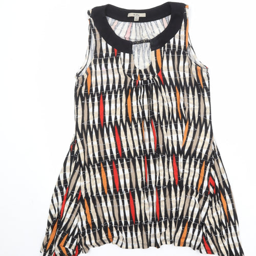 En Garde Womens Multicoloured Geometric Viscose A-Line Size 12 Round Neck Pullover