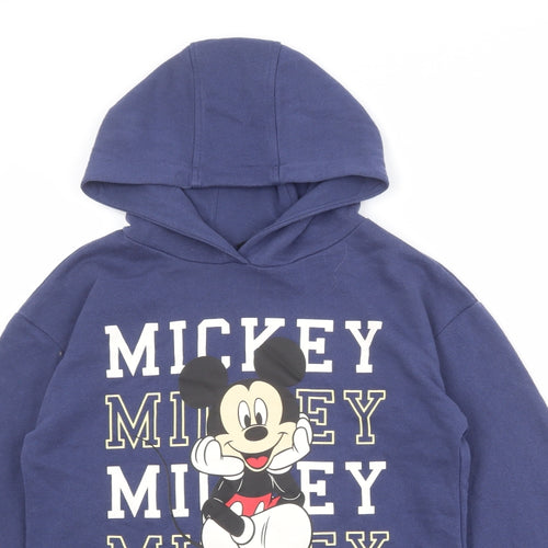 Disney Girls Blue Cotton Pullover Hoodie Size 12-13 Years Pullover - Mickey Mouse