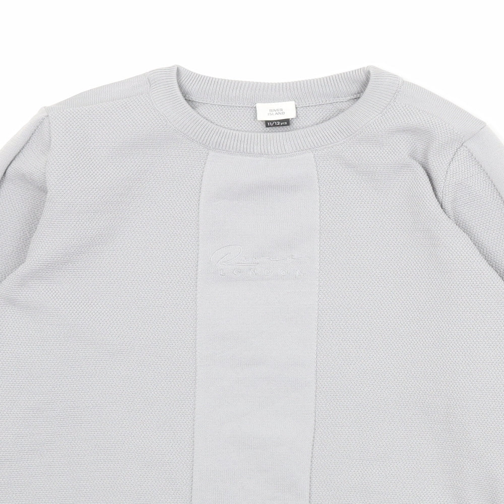 River Island Boys Grey Polyester Pullover Sweatshirt Size 11-12 Years Pullover