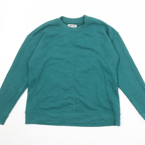 Lands' End Womens Green Cotton Pullover Sweatshirt Size M Pullover