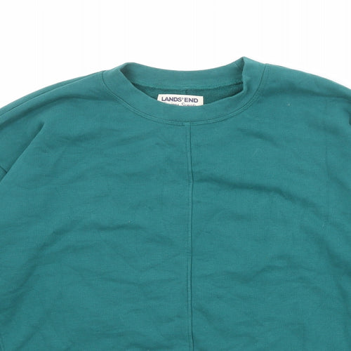Lands' End Womens Green Cotton Pullover Sweatshirt Size M Pullover