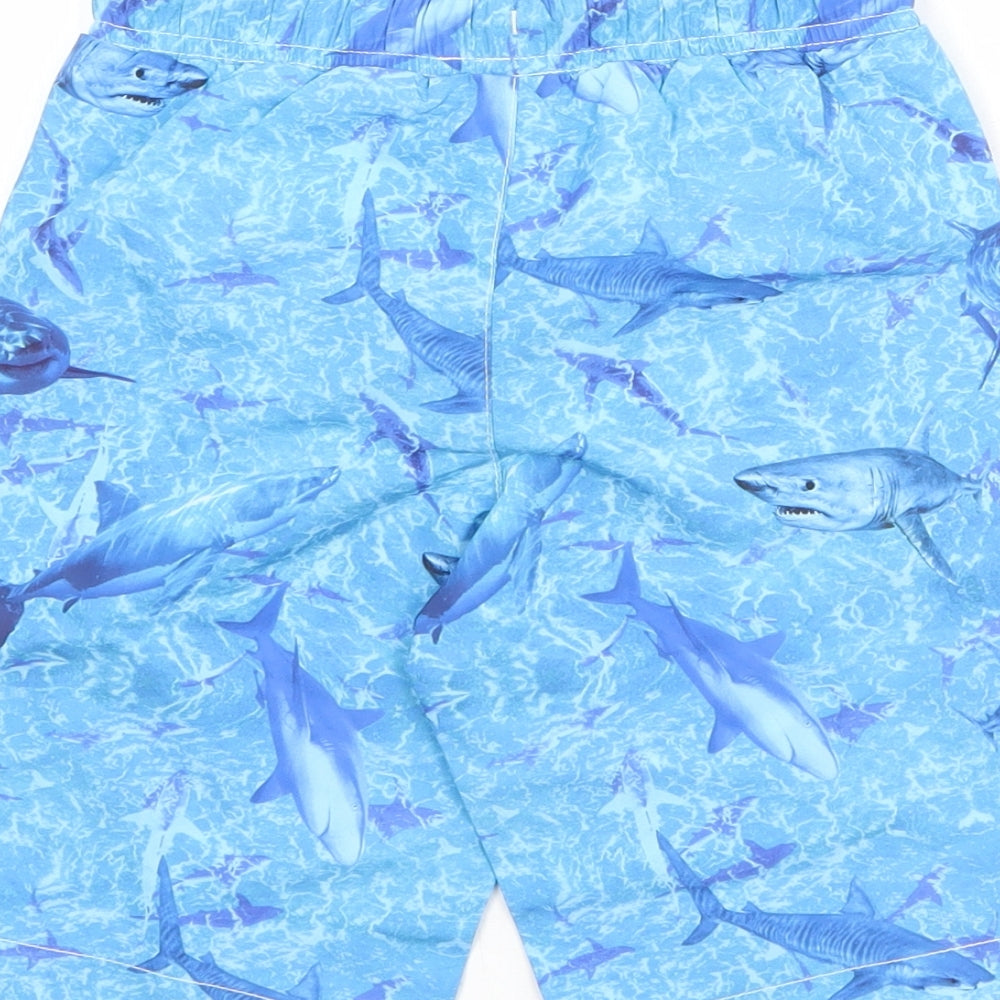 Dunnes Stores Boys Blue Geometric Polyester Bermuda Shorts Size 6 Years Regular Drawstring - Swim Shorts