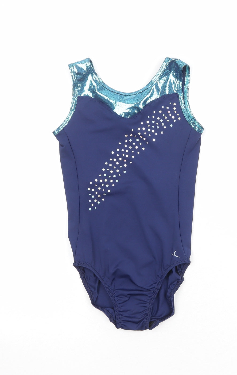 DECATHLON Girls Blue Geometric Polyester Bodysuit One-Piece Size 10 Years Pullover - Swimsuit
