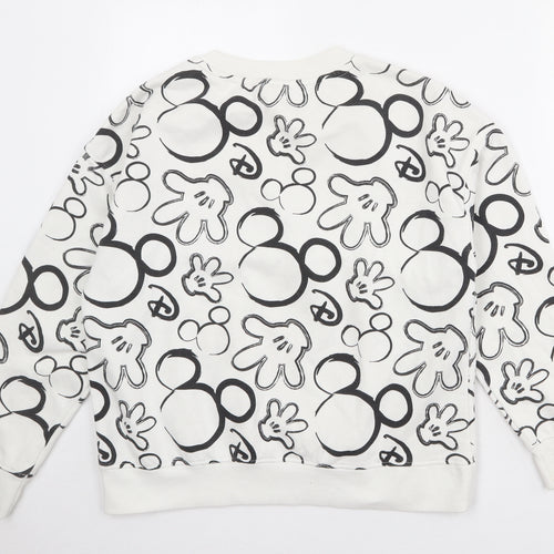 Disney Womens White Polyester Pullover Sweatshirt Size 10 Pullover - Mickey Mouse Size 10-12