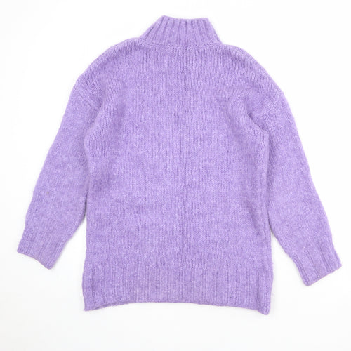 M&Co Womens Purple High Neck Acrylic Pullover Jumper Size 10