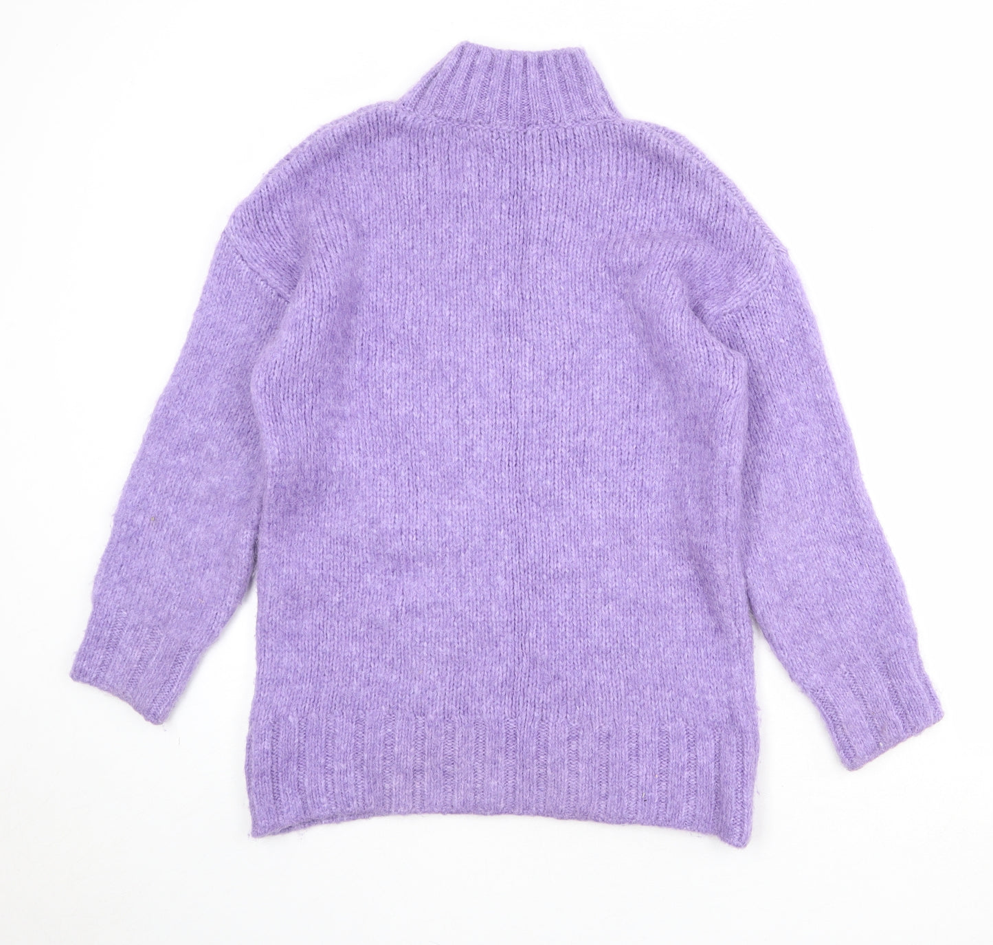 M&Co Womens Purple High Neck Acrylic Pullover Jumper Size 10