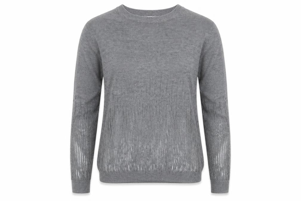 Front view of Zara women’s grey round neck polyester jumper, size S