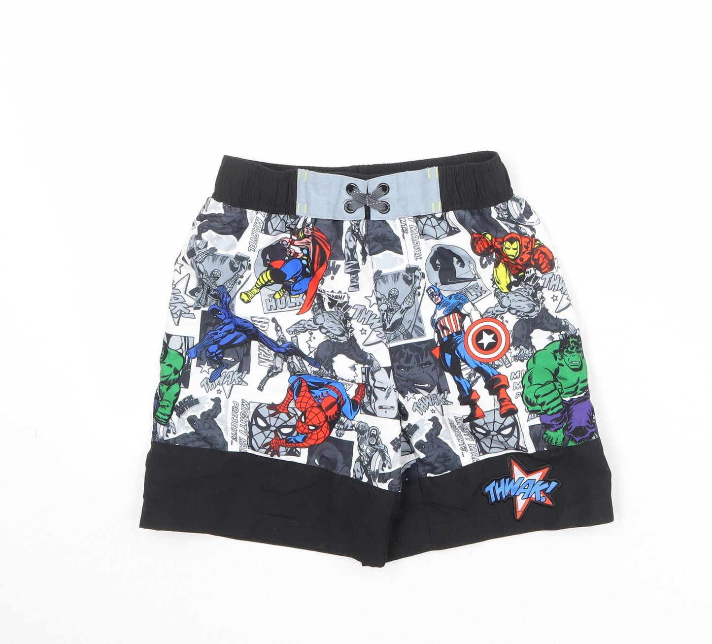 Disney Boys Multicoloured Geometric Polyester Bermuda Shorts Size 5-6 Years Regular - Marvel Avengers Swim Shorts