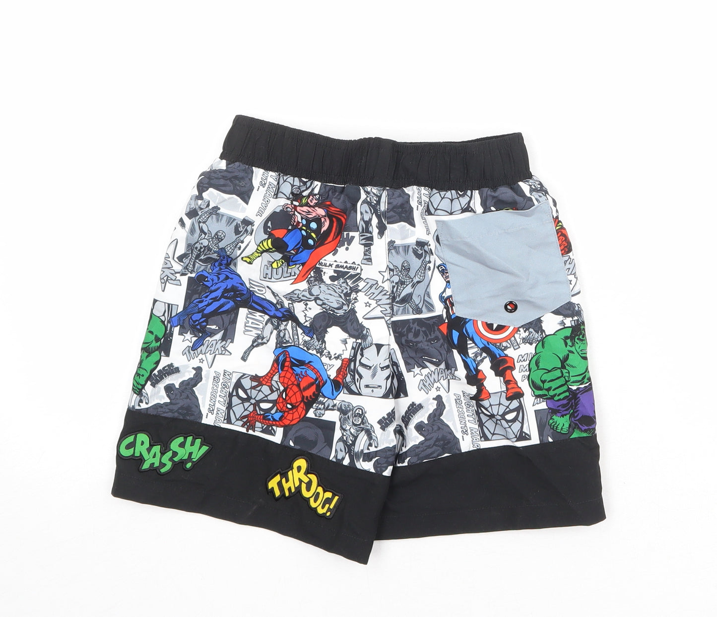Disney Boys Multicoloured Geometric Polyester Bermuda Shorts Size 5-6 Years Regular - Marvel Avengers Swim Shorts