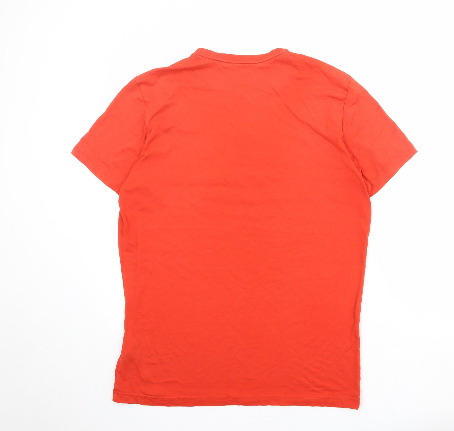 Jack Wolfskin Mens Orange Cotton T-Shirt Size L Round Neck