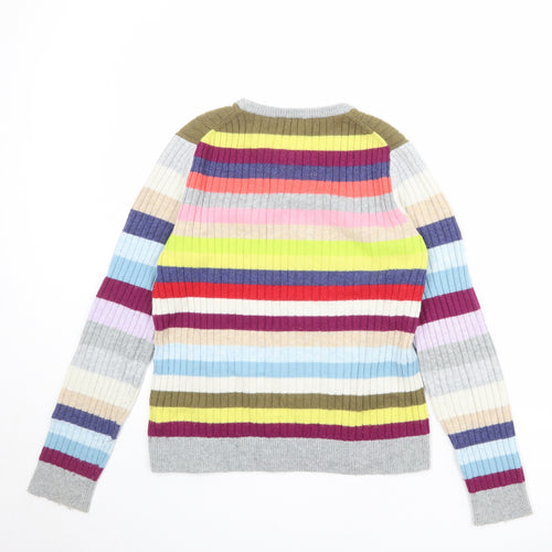 Gap Womens Multicoloured Round Neck Striped Nylon Pullover Jumper Size M