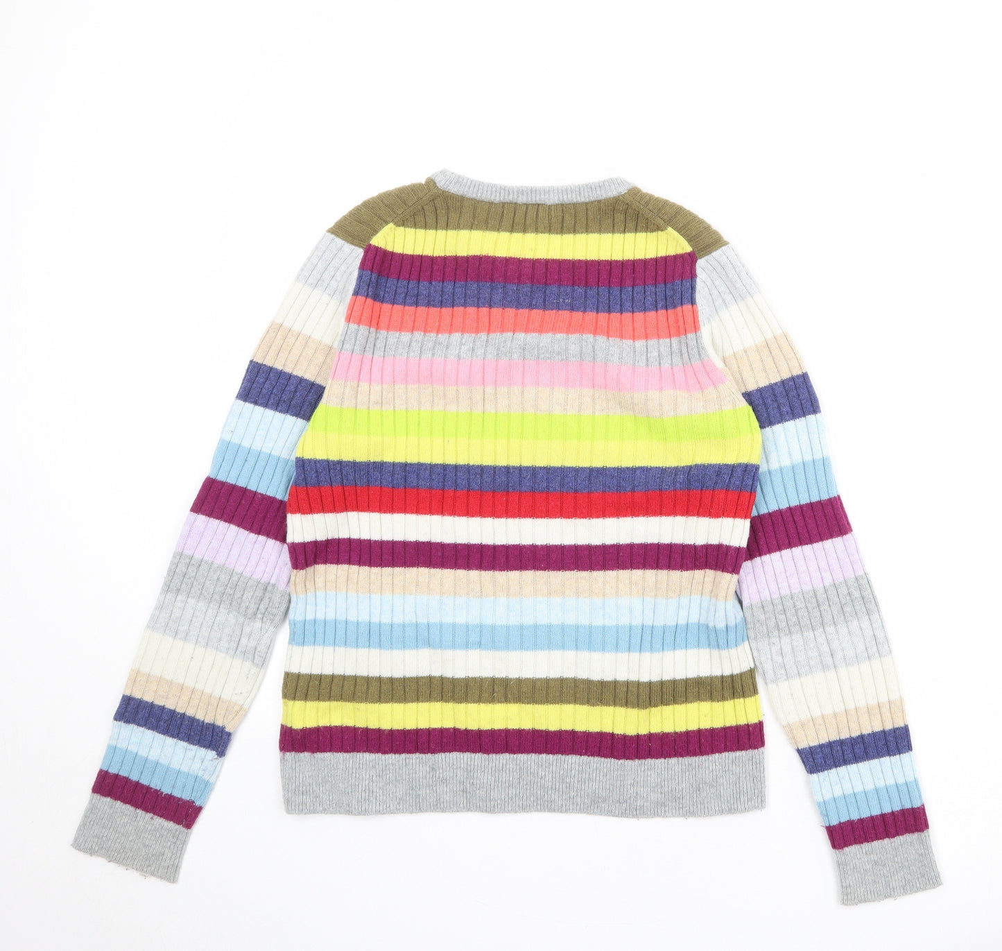 Gap Womens Multicoloured Round Neck Striped Nylon Pullover Jumper Size M