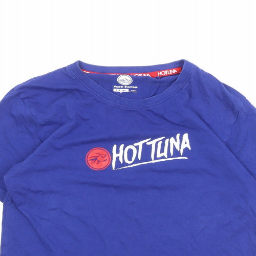 Hot Tuna Boys Blue 100% Cotton Basic T-Shirt Size 13 Years Round Neck Pullover