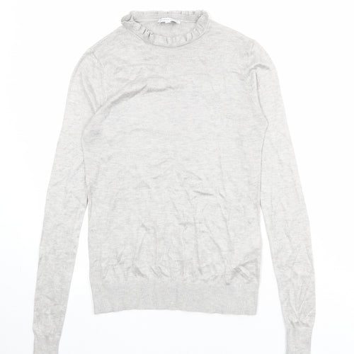 Warehouse Womens Grey Round Neck Polyester Pullover Jumper Size 8