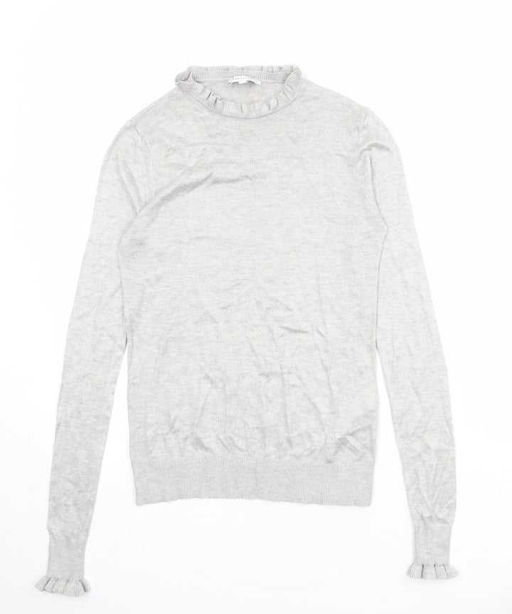 Warehouse Womens Grey Round Neck Polyester Pullover Jumper Size 8