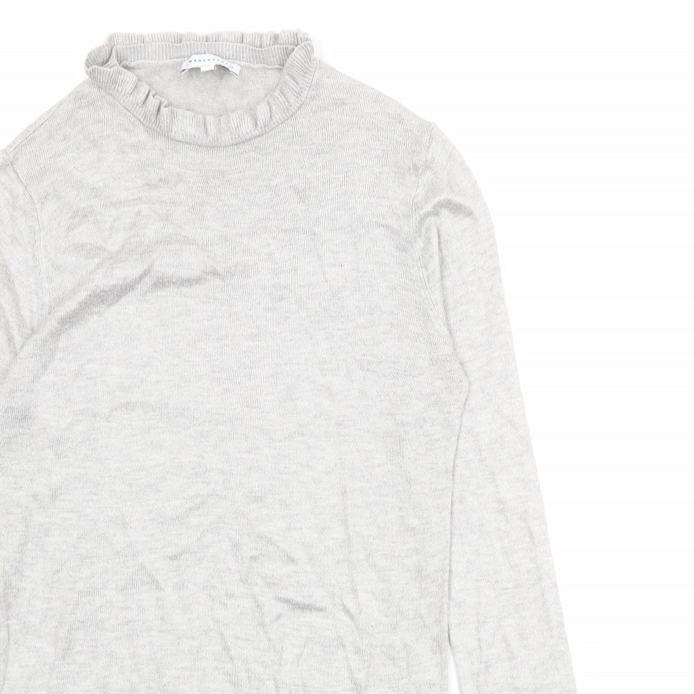 Warehouse Womens Grey Round Neck Polyester Pullover Jumper Size 8