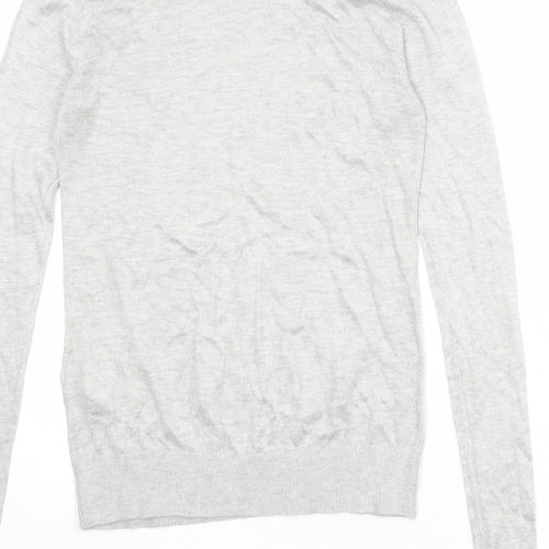 Warehouse Womens Grey Round Neck Polyester Pullover Jumper Size 8