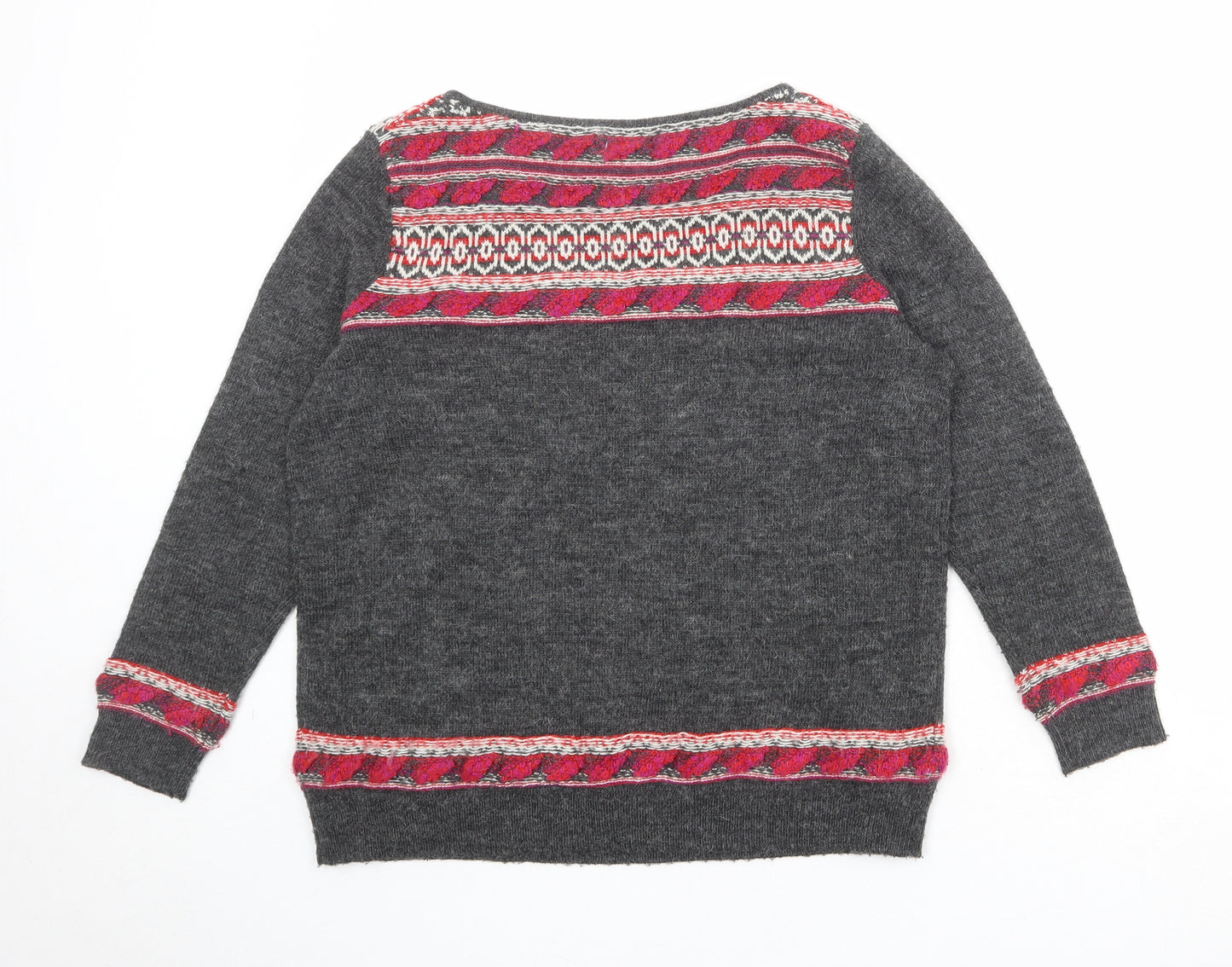 Monsoon Womens Grey Boat Neck Acrylic Pullover Jumper Size L