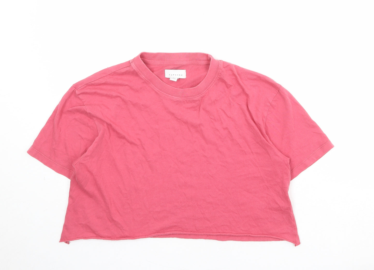 Topshop Womens Pink 100% Cotton Basic T-Shirt Size S Round Neck