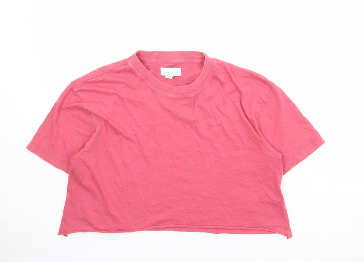 Topshop Womens Pink 100% Cotton Basic T-Shirt Size S Round Neck
