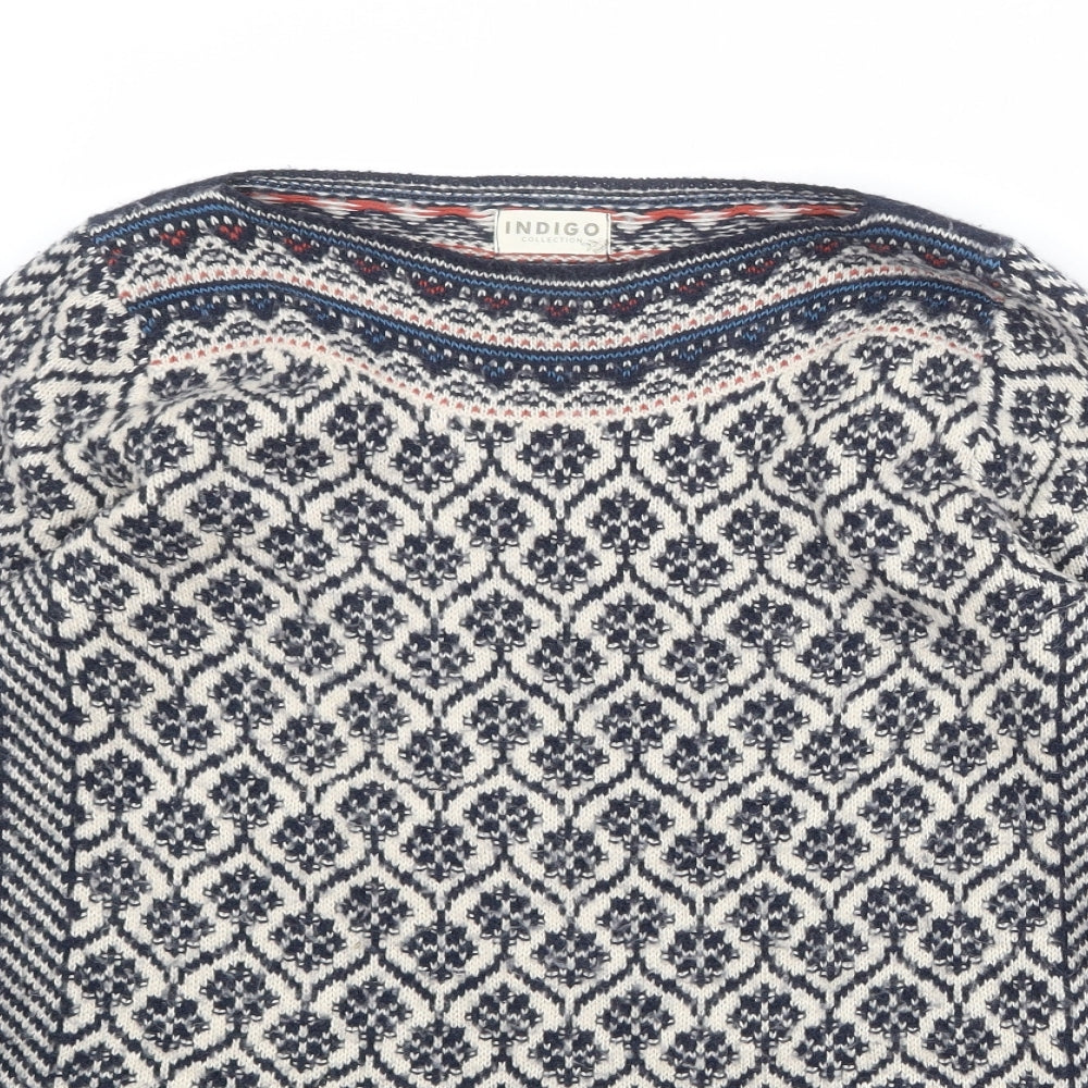 Marks and Spencer Womens Multicoloured Boat Neck Geometric Acrylic Pullover Jumper Size 10