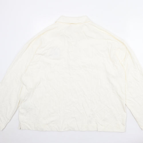 H&M Womens Ivory Cotton Basic Polo Size L Collared