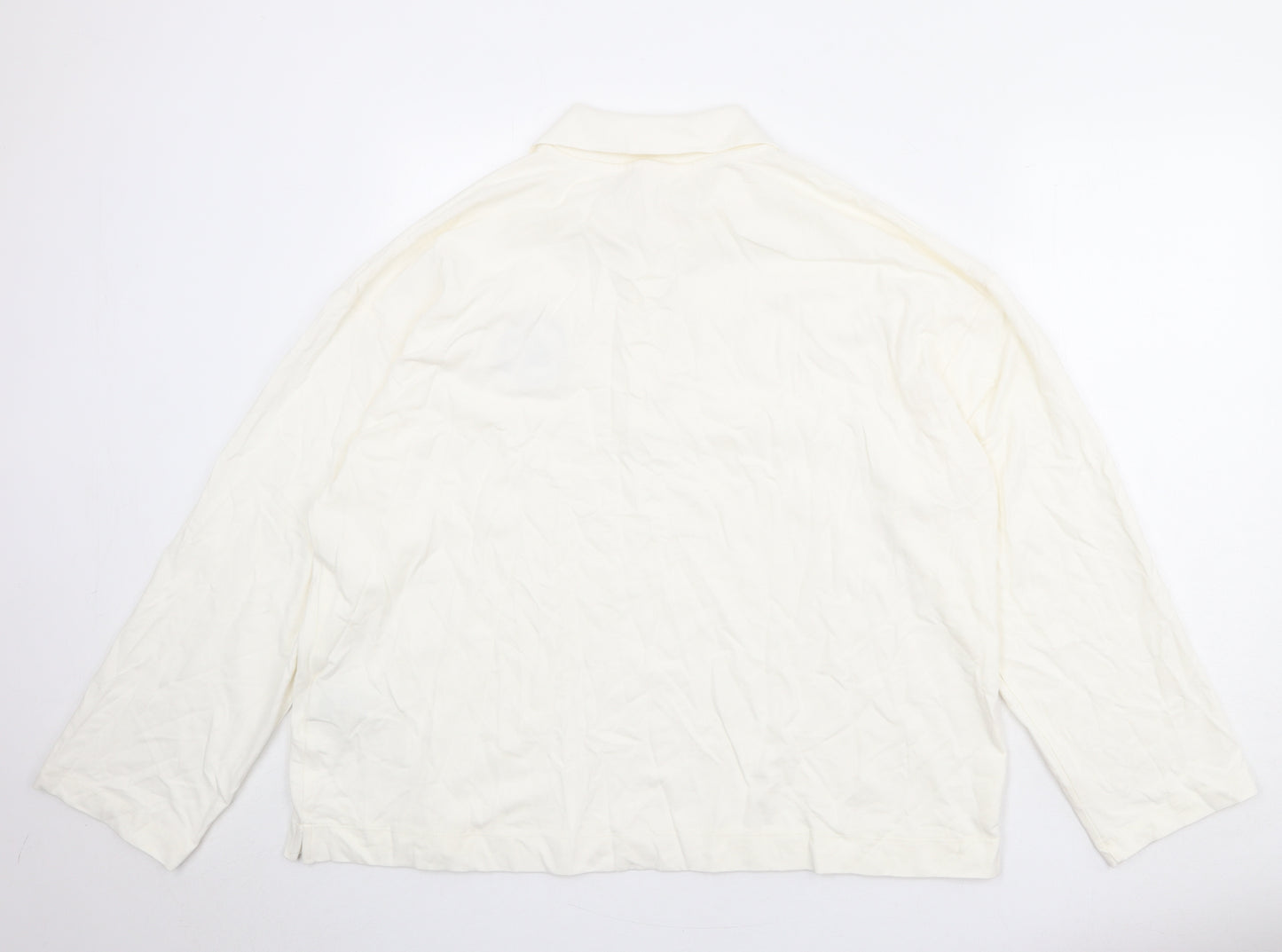 H&M Womens Ivory Cotton Basic Polo Size L Collared