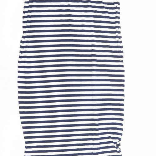 Oasis Womens Blue Striped Viscose A-Line Size S V-Neck Pullover