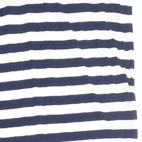 Oasis Womens Blue Striped Viscose A-Line Size S V-Neck Pullover