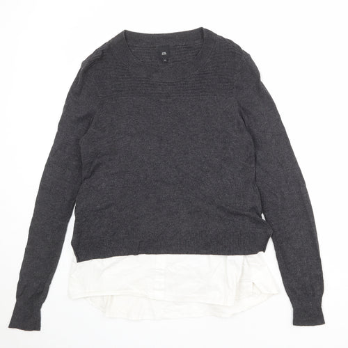 River Island Womens Grey Round Neck Polyamide Pullover Jumper Size 10 - Shirt Insert