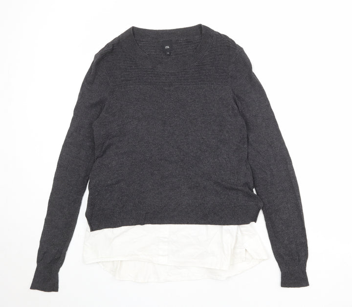 River Island Womens Grey Round Neck Polyamide Pullover Jumper Size 10 - Shirt Insert