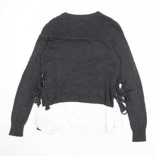 River Island Womens Grey Round Neck Polyamide Pullover Jumper Size 10 - Shirt Insert