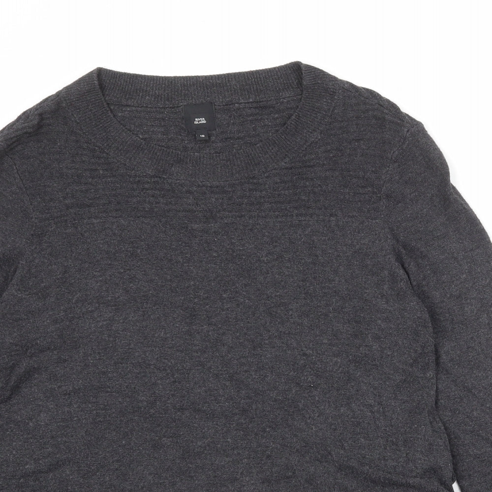 River Island Womens Grey Round Neck Polyamide Pullover Jumper Size 10 - Shirt Insert
