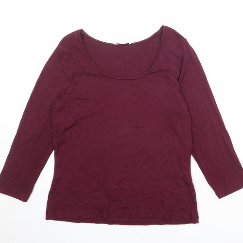 Artigiano Womens Red Viscose Basic T-Shirt Size 16 Scoop Neck