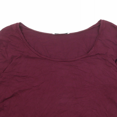 Artigiano Womens Red Viscose Basic T-Shirt Size 16 Scoop Neck