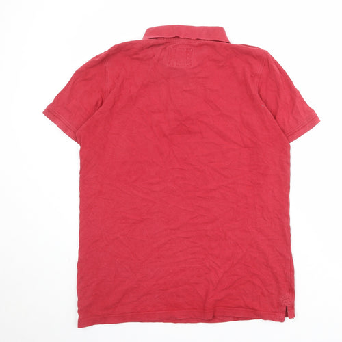 Crew Clothing Mens Red 100% Cotton Polo Size L Collared Button