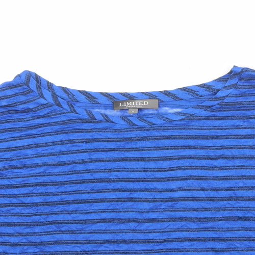 Marks and Spencer Womens Blue Boat Neck Striped Viscose Pullover Jumper Size 12