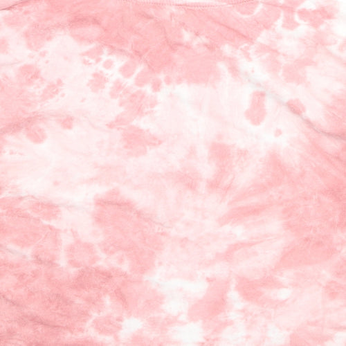 New Look Girls Pink Geometric 100% Cotton Cropped T-Shirt Size 14-15 Years Round Neck Pullover - Butterfly Print