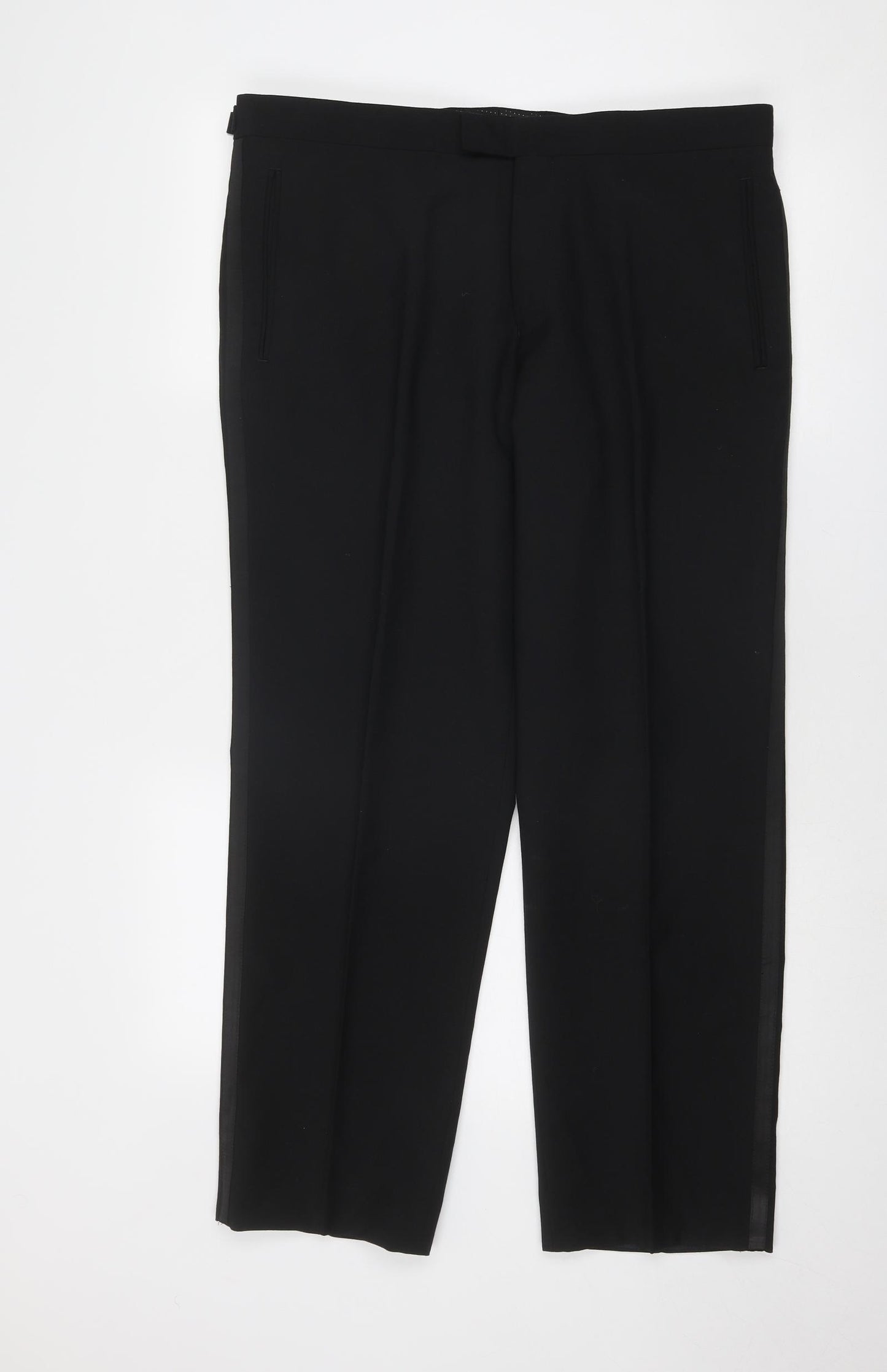 Skopes Mens Black Polyester Trousers Size 38 in Regular Zip - Short Leg