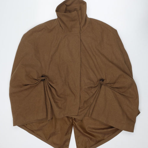 ASOS Womens Brown Jacket Poncho Size 12 Snap - Rushed Detail