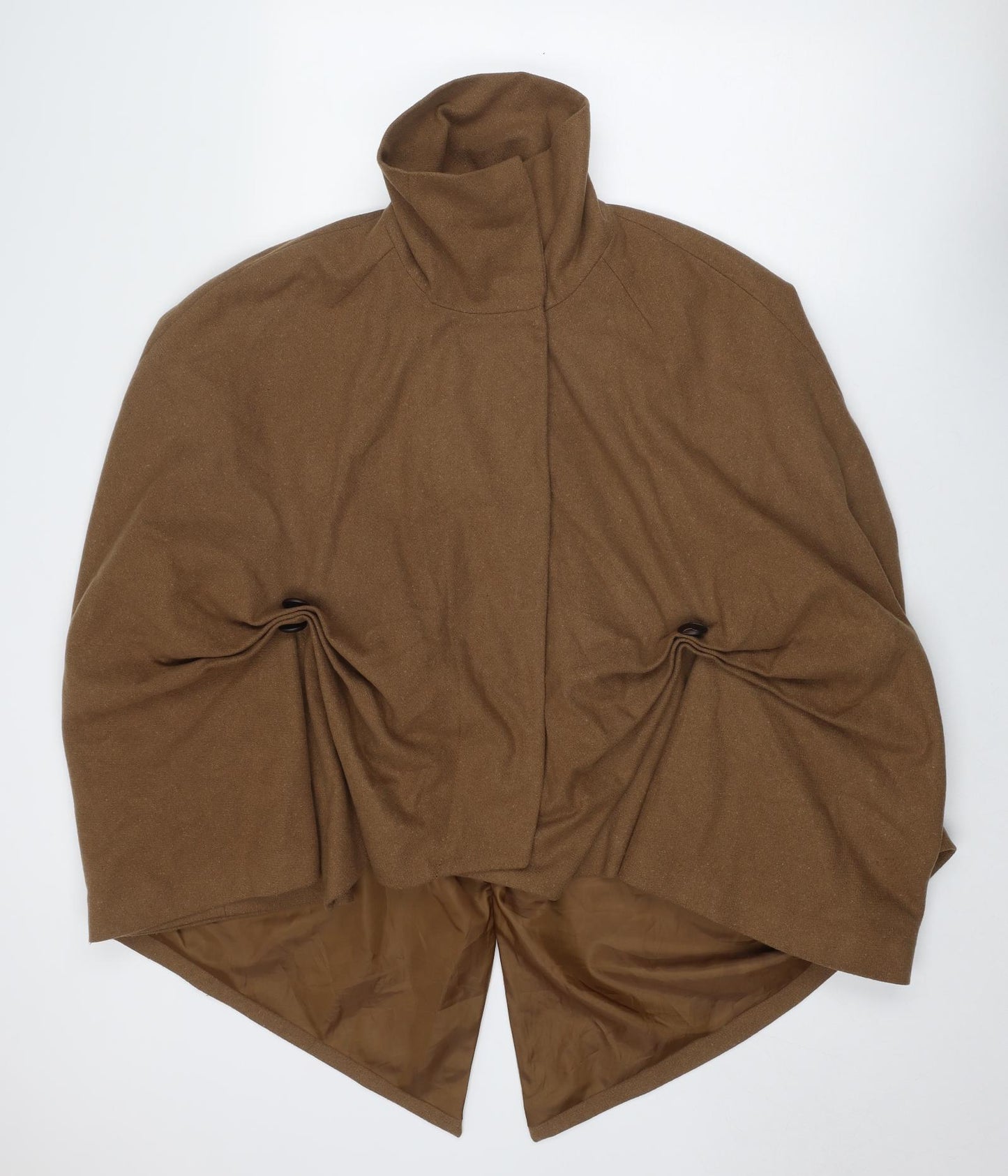 ASOS Womens Brown Jacket Poncho Size 12 Snap - Rushed Detail