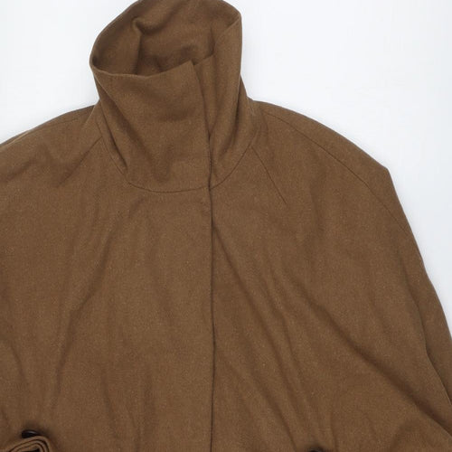 ASOS Womens Brown Jacket Poncho Size 12 Snap - Rushed Detail