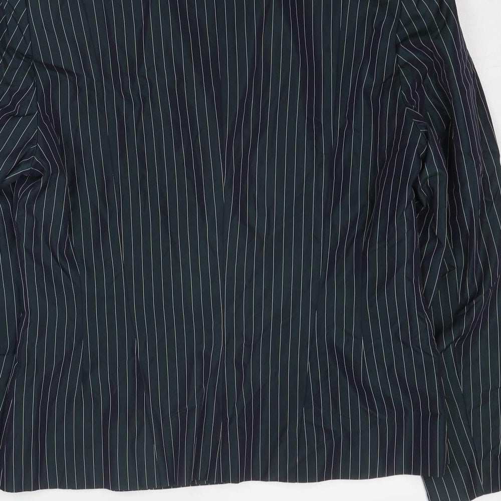 Angie Womens Blue Striped Jacket Blazer Size 14 Buckle