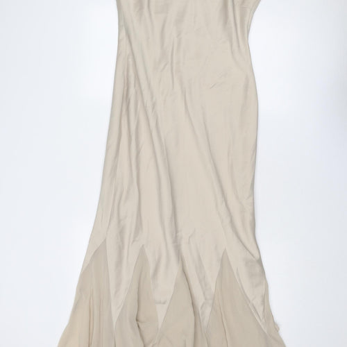 ELEMENTS Womens Beige Polyester Maxi Size 10 V-Neck Pullover